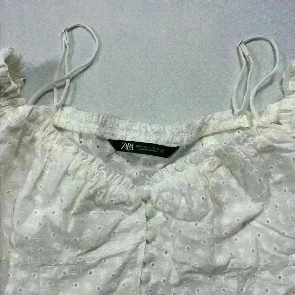 Zara Embroidered Eyelet Crop Top Small (Medium) coquette girl cottagecore whimsy - Picture 7 of 9